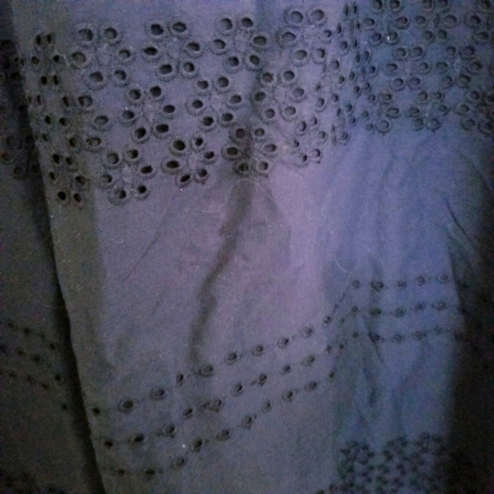 Eyelet Navy Button Down Blouse/Shirt - image 7